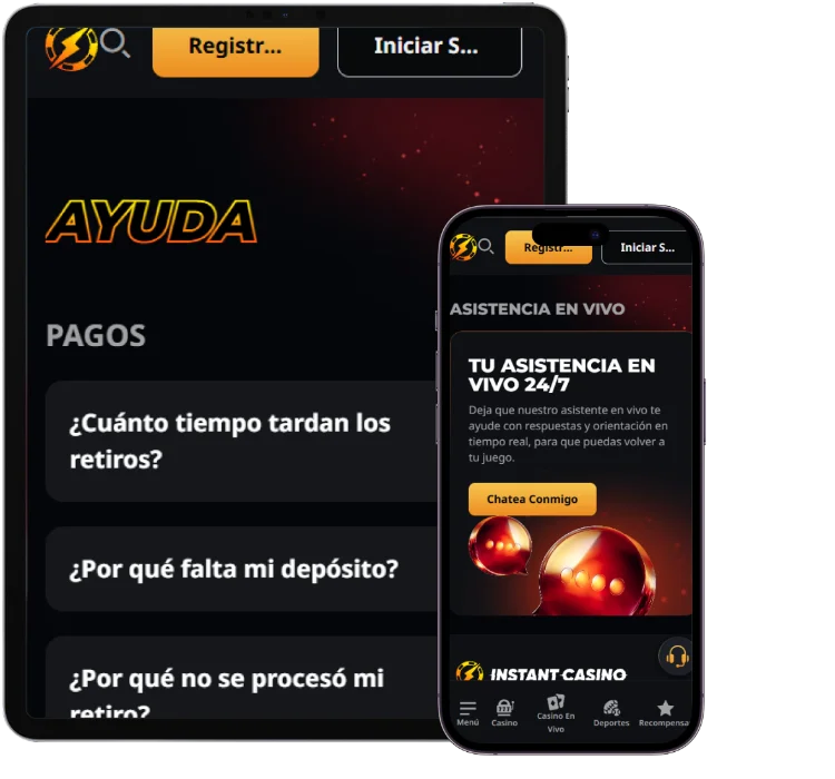 Instant Casino sección de ayuda con preguntas frecuentes de pagos y asistencia en vivo 24/7